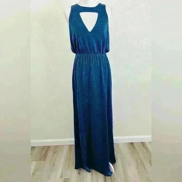 CRISTINAEFFE Dresses & Skirts - CRISTINAEFFE Sleeveless Sparkly Blue Formal Maxi Dress Size 42 or US size 8